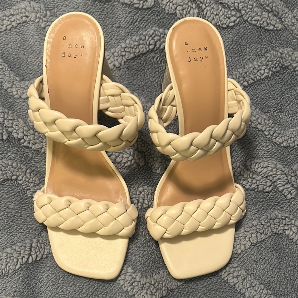 A New Day Women's Cream Braided Sandals